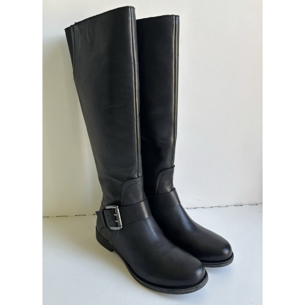 KENNETH COLE REACTION Womens Boots Leather Knee Riding Moto Party Gurrl-Sz 6